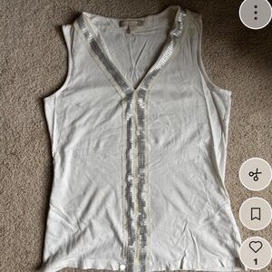 Banana Republic Cream Sequin Accent Tank Top